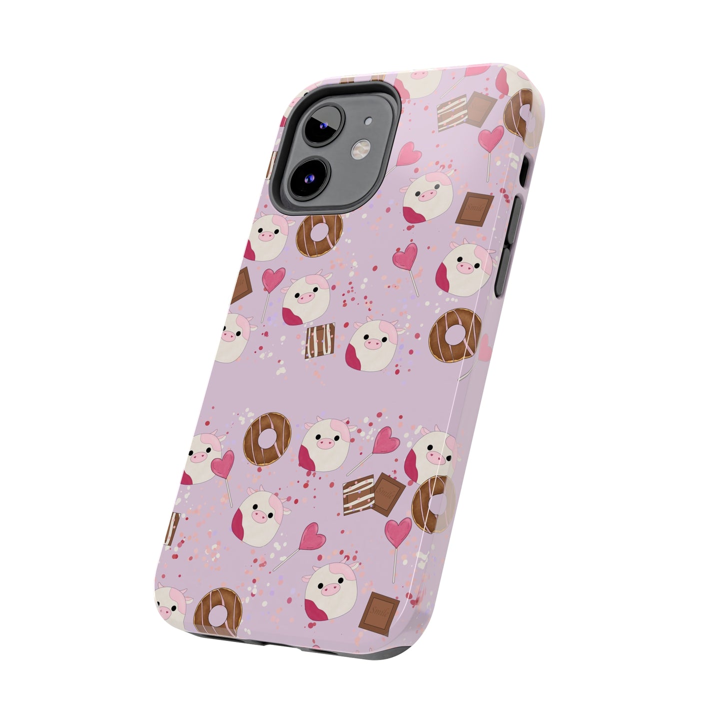 Cute Pink Cow squish inspired + Sweet Desserts/Treats Tough Phone Case. iPhone 7, 8, X, 11, 12, 13, 14 & more