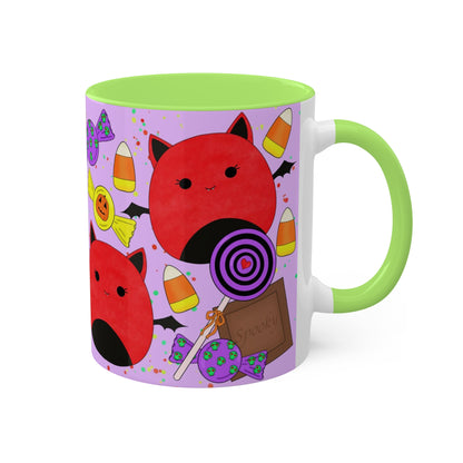 Cute Halloween Bat squish inspired+Sweet Treats (A) Colorful Mug, 11oz