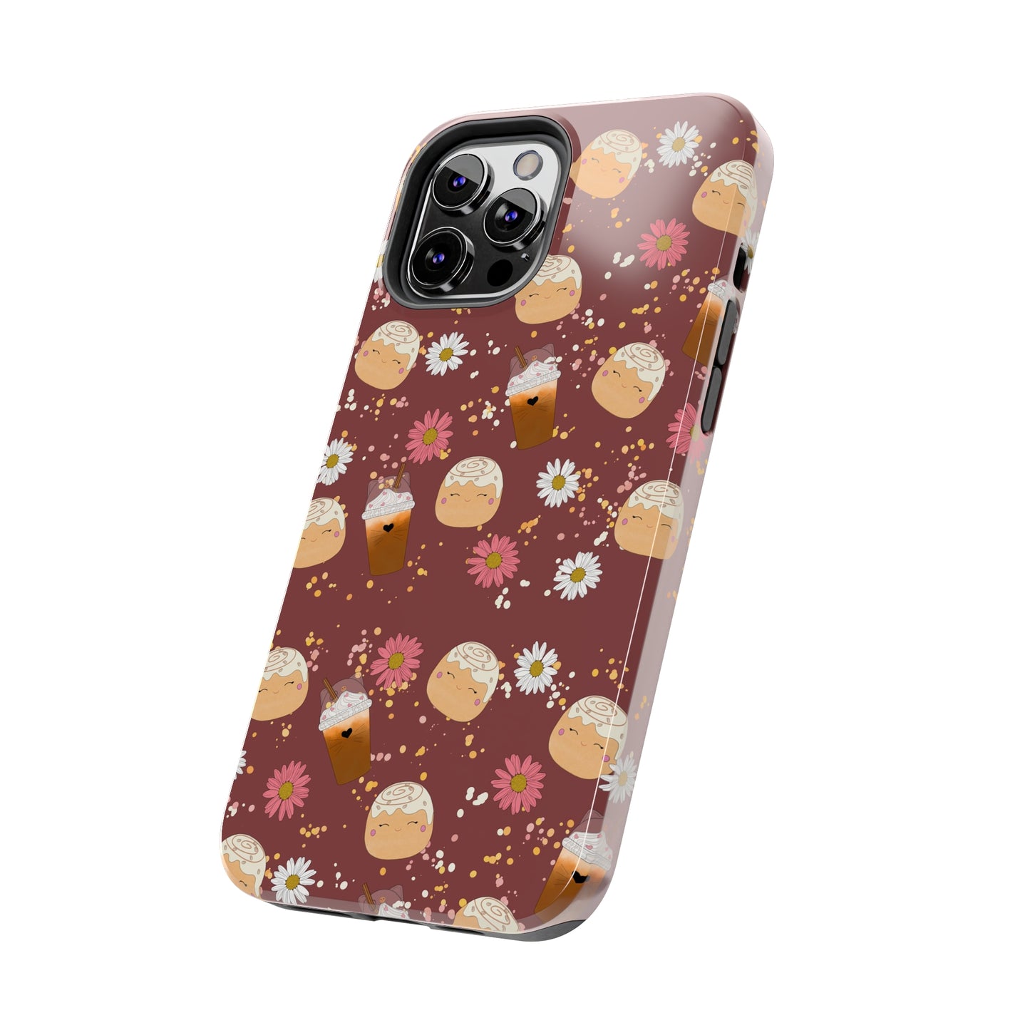 Cozy Cinnamon Bun squish inspired + Coffee an Pretty Flowers Tough Phone Case. iPhone 7, 8, X, 11, 12, 13, 14 & more