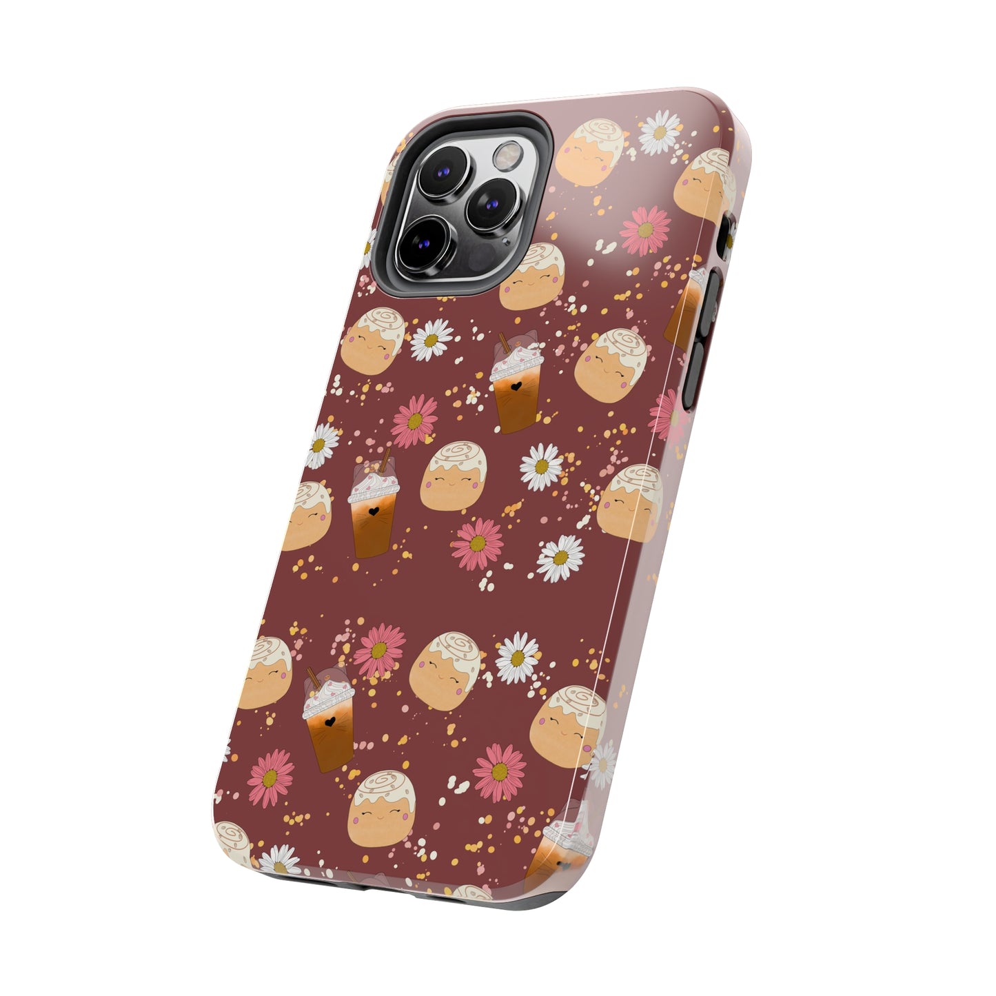 Cozy Cinnamon Bun squish inspired + Coffee an Pretty Flowers Tough Phone Case. iPhone 7, 8, X, 11, 12, 13, 14 & more