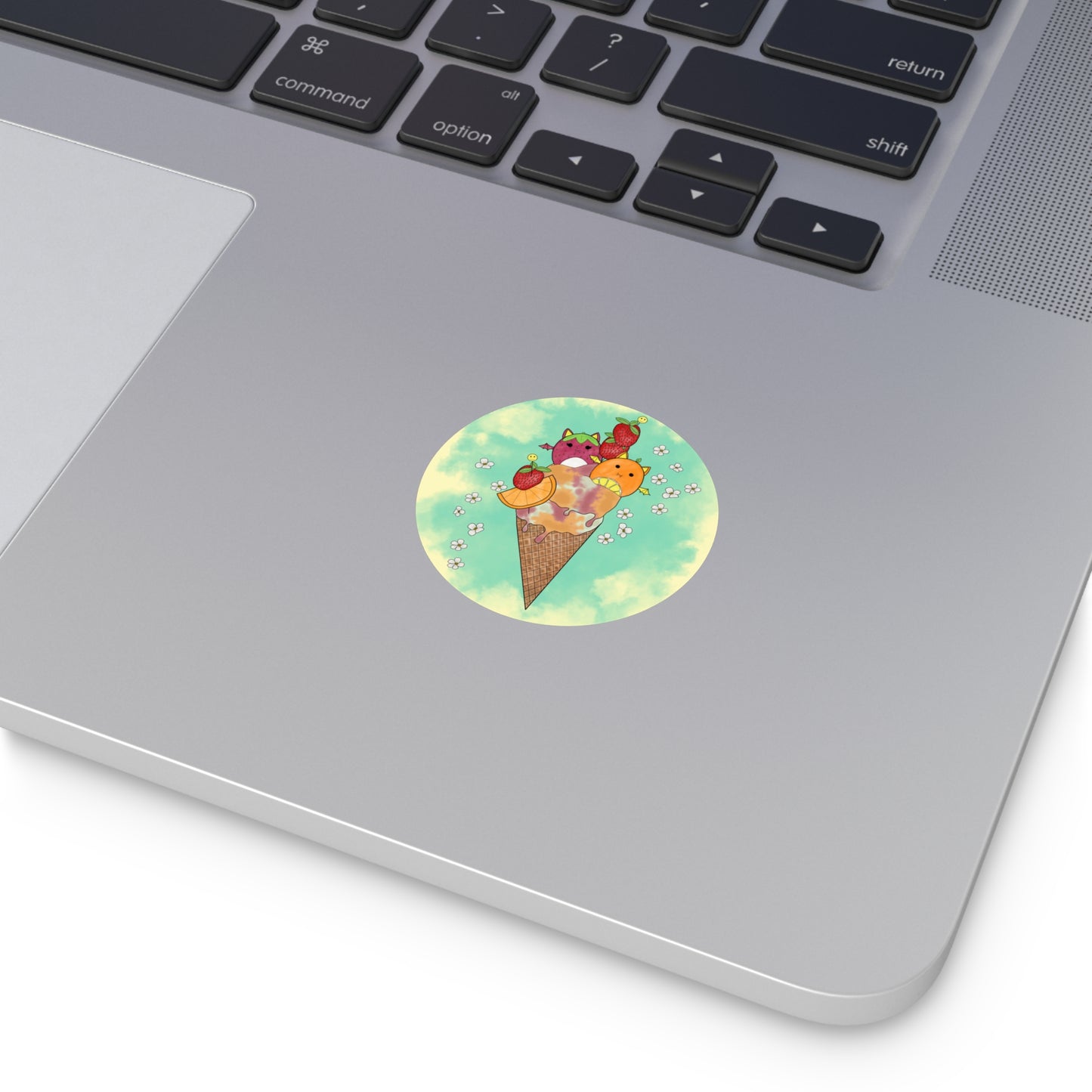 Cute Fruit Bats squish inspired +Ice Cream Round Vinyl Stickers