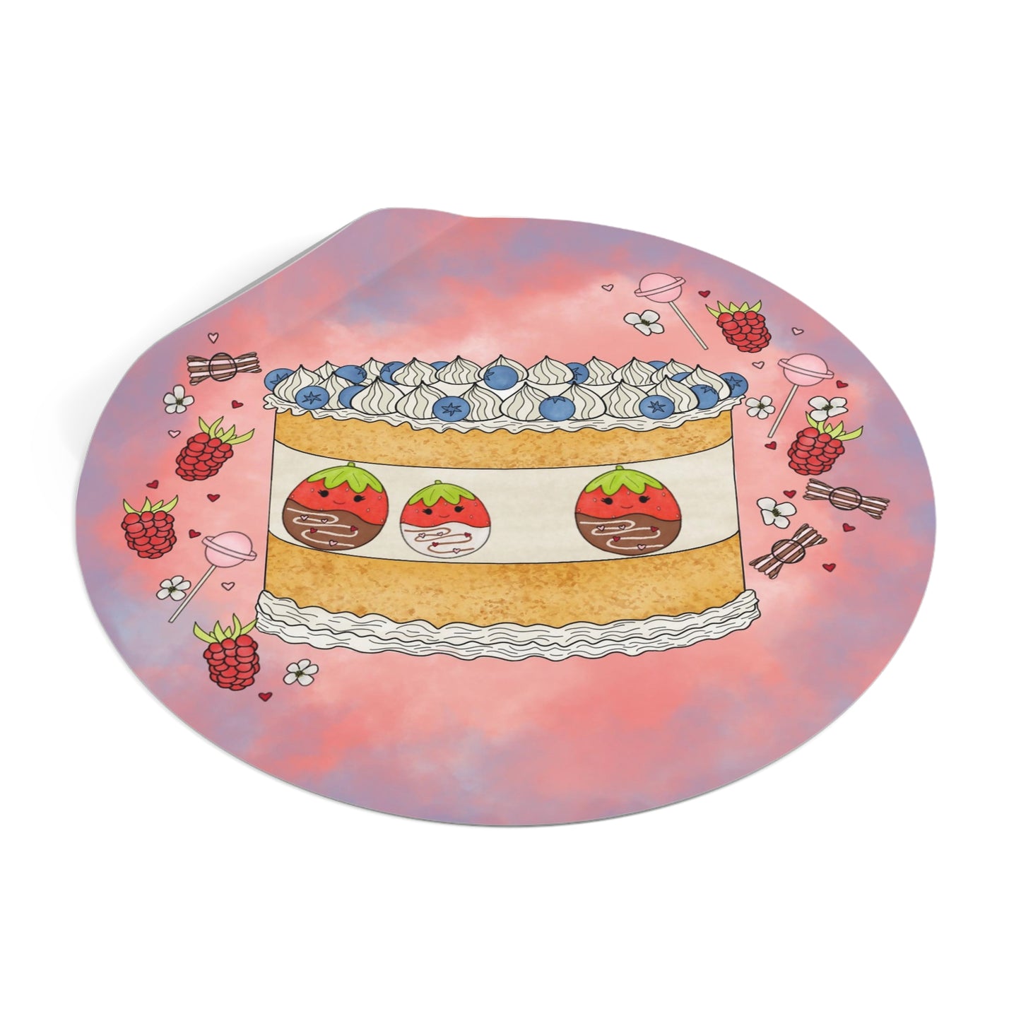 Tasty Chocolate Strawberries squish inspired + Cake (B)  Round Vinyl Stickers