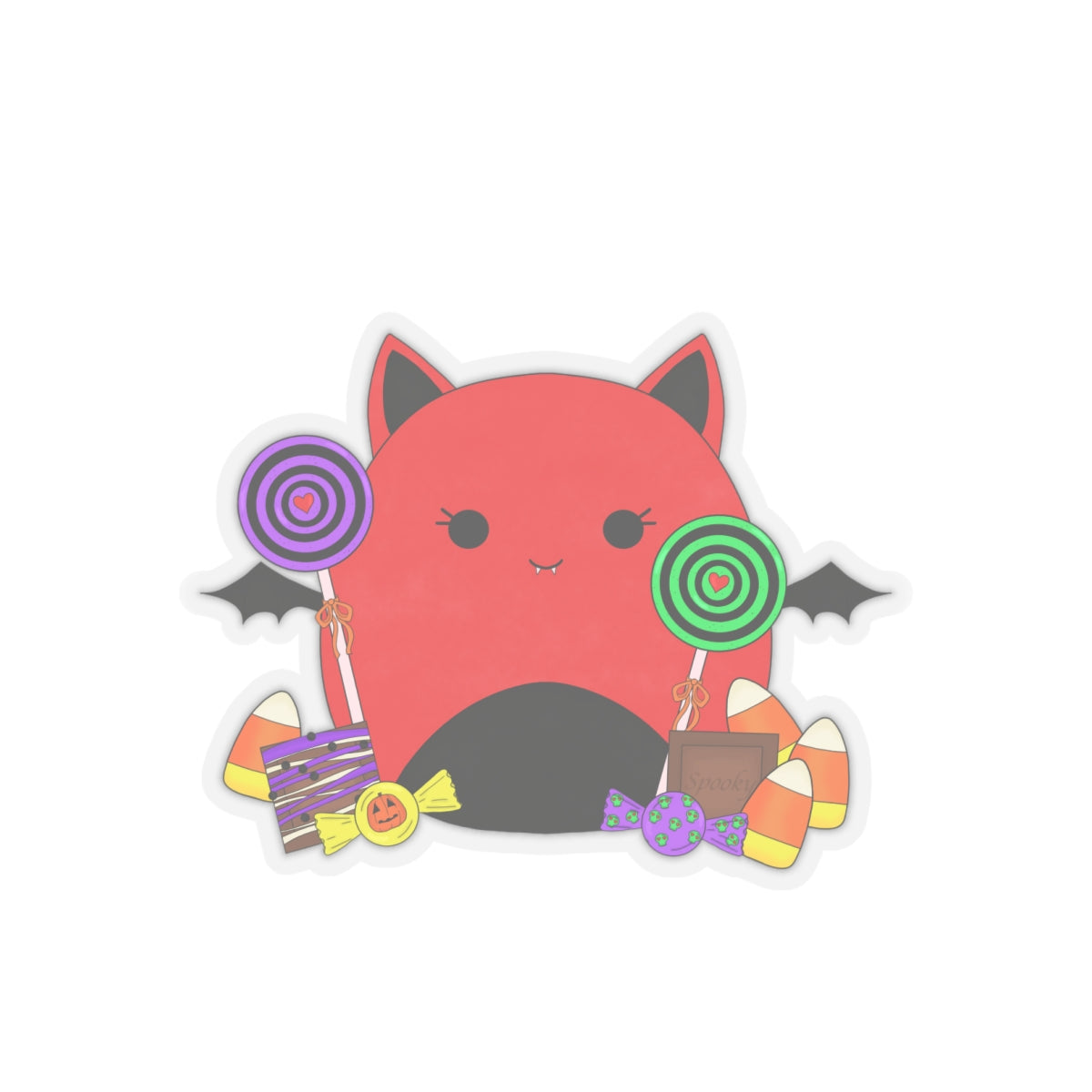 Cute Halloween Bat squish inspired & Candies Kiss Cut Sticker