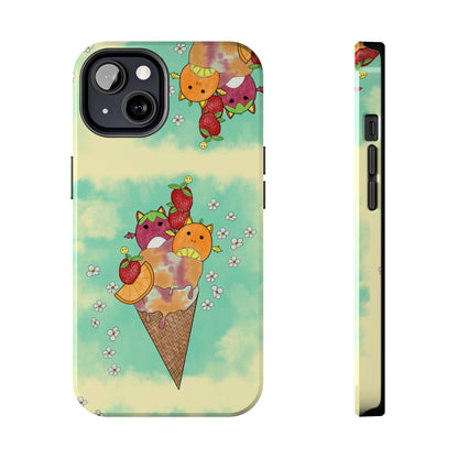 Cute Fruit Bats with Ice Cream and Fruit squish inspired Tough Phone Case. iPhone 14,13,12,11,10,9,8,7 + More