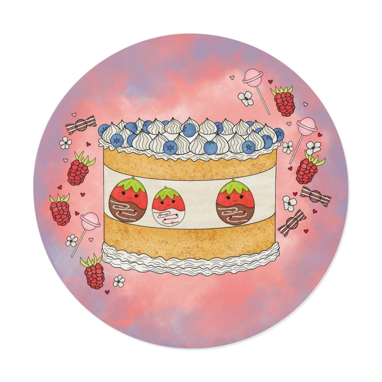 Tasty Chocolate Strawberries squish inspired + Cake (B)  Round Vinyl Stickers