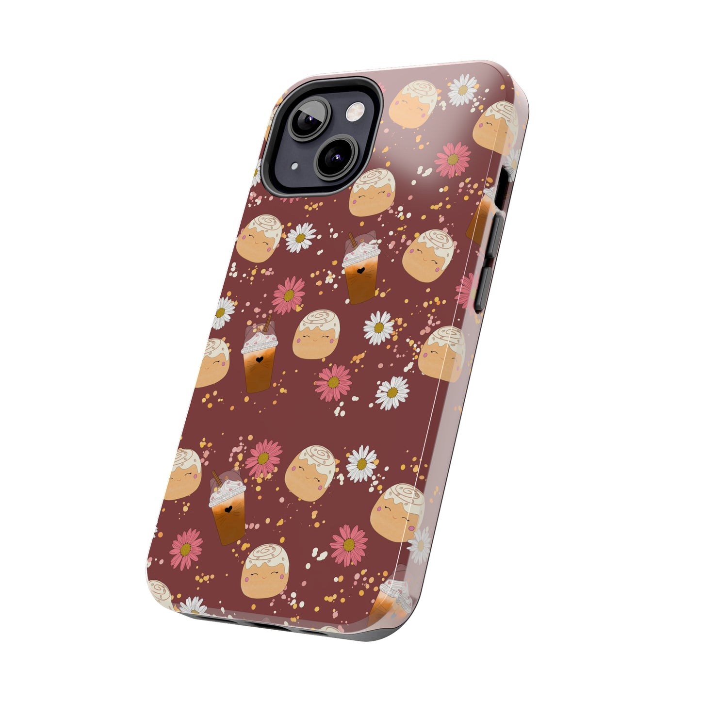 Cozy Cinnamon Bun squish inspired + Coffee an Pretty Flowers Tough Phone Case. iPhone 7, 8, X, 11, 12, 13, 14 & more