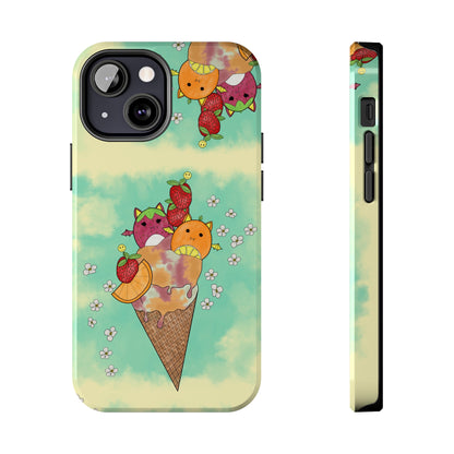 Cute Fruit Bats with Ice Cream and Fruit squish inspired Tough Phone Case. iPhone 14,13,12,11,10,9,8,7 + More