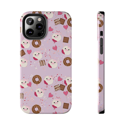 Cute Pink Cow squish inspired + Sweet Desserts/Treats Tough Phone Case. iPhone 7, 8, X, 11, 12, 13, 14 & more