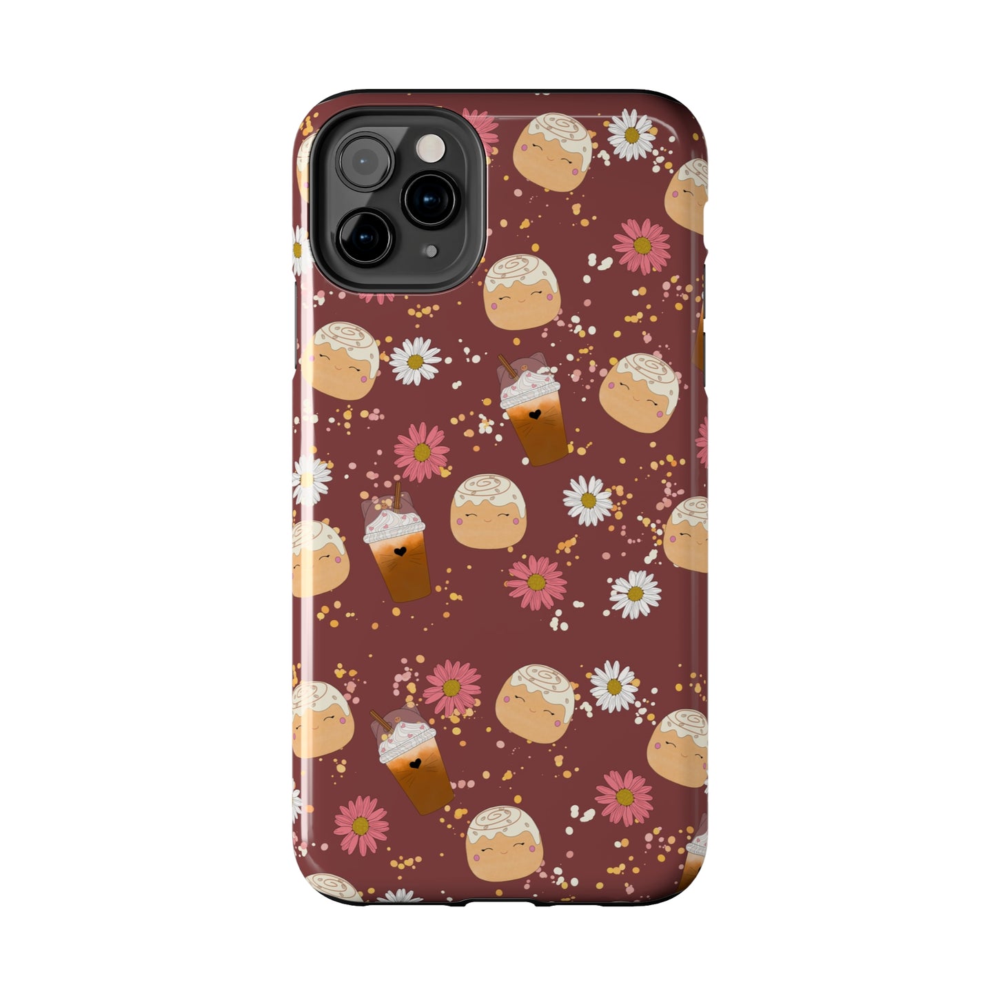 Cozy Cinnamon Bun squish inspired + Coffee an Pretty Flowers Tough Phone Case. iPhone 7, 8, X, 11, 12, 13, 14 & more