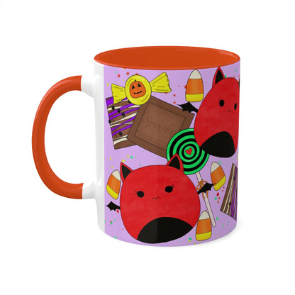 Cute Halloween Bat squish inspired+Sweet Treats (A) Colorful Mug, 11oz