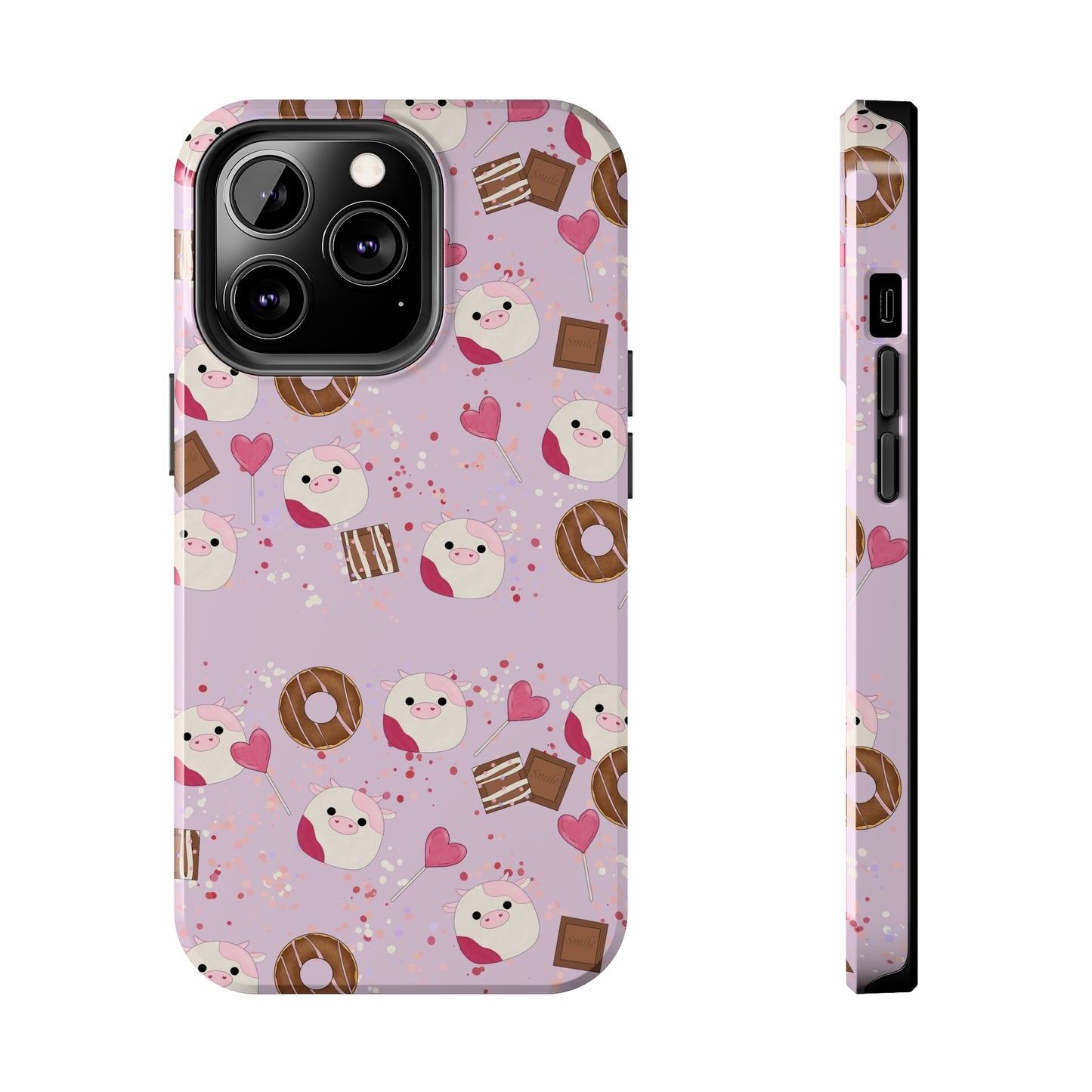 Cute Pink Cow squish inspired + Sweet Desserts/Treats Tough Phone Case. iPhone 7, 8, X, 11, 12, 13, 14 & more