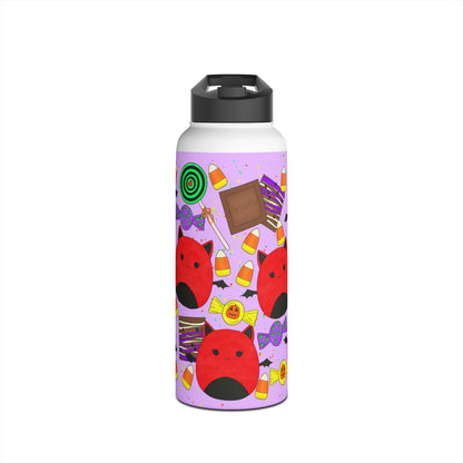 Cute Halloween Bat squish inspired +Candies(A) Stainless Steel Water Bottle, Straw Lid 32oz