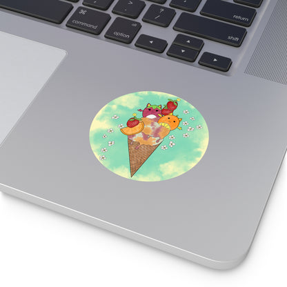 Cute Fruit Bats squish inspired +Ice Cream Round Vinyl Stickers