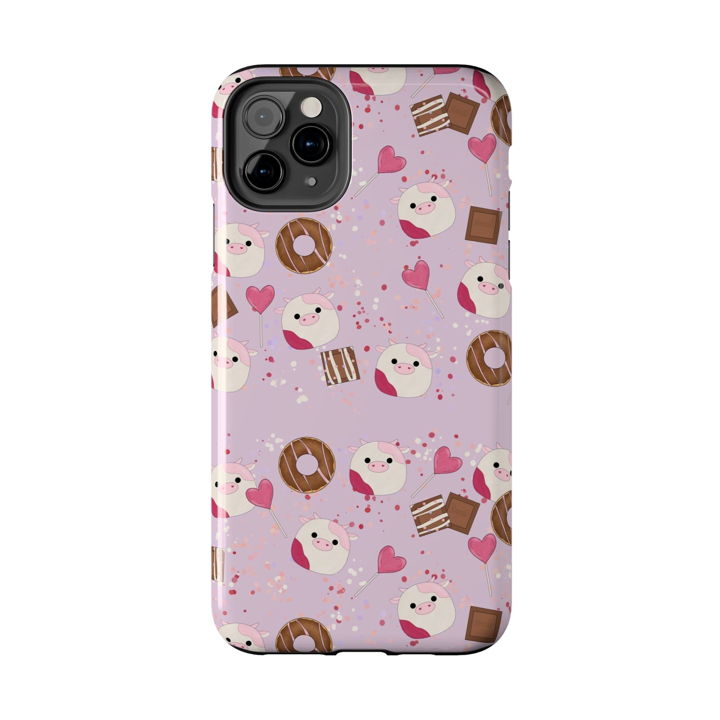 Cute Pink Cow squish inspired + Sweet Desserts/Treats Tough Phone Case. iPhone 7, 8, X, 11, 12, 13, 14 & more