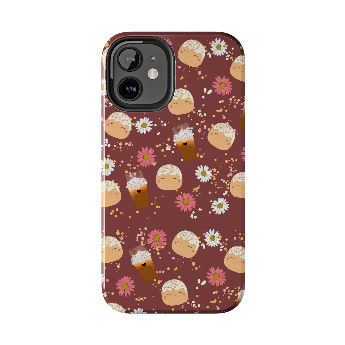 Cozy Cinnamon Bun squish inspired + Coffee an Pretty Flowers Tough Phone Case. iPhone 7, 8, X, 11, 12, 13, 14 & more