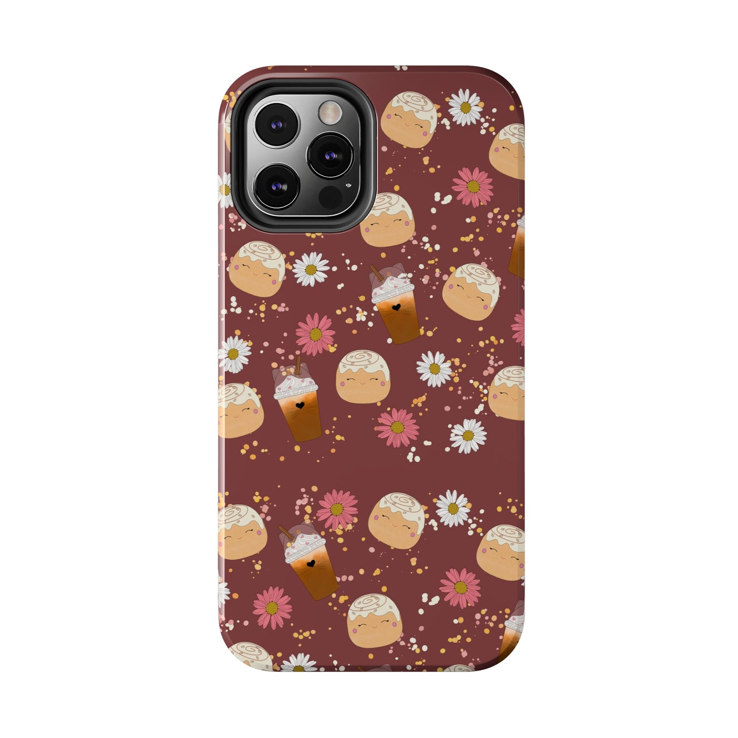 Cozy Cinnamon Bun squish inspired + Coffee an Pretty Flowers Tough Phone Case. iPhone 7, 8, X, 11, 12, 13, 14 & more