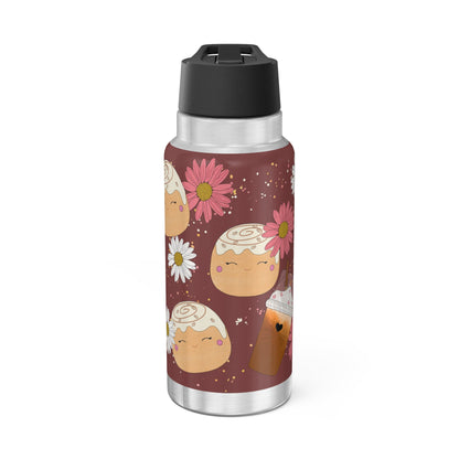 Cute Cinnamon Bun squish inspired + Flowers & Coffee Gator Tumbler, 32oz