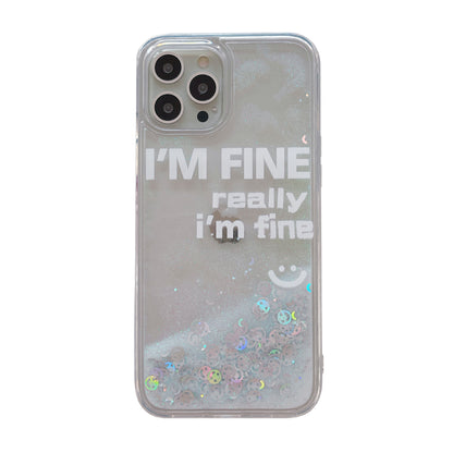 Encouraging Clear Glitter Smiley Phone Case for iPhones.